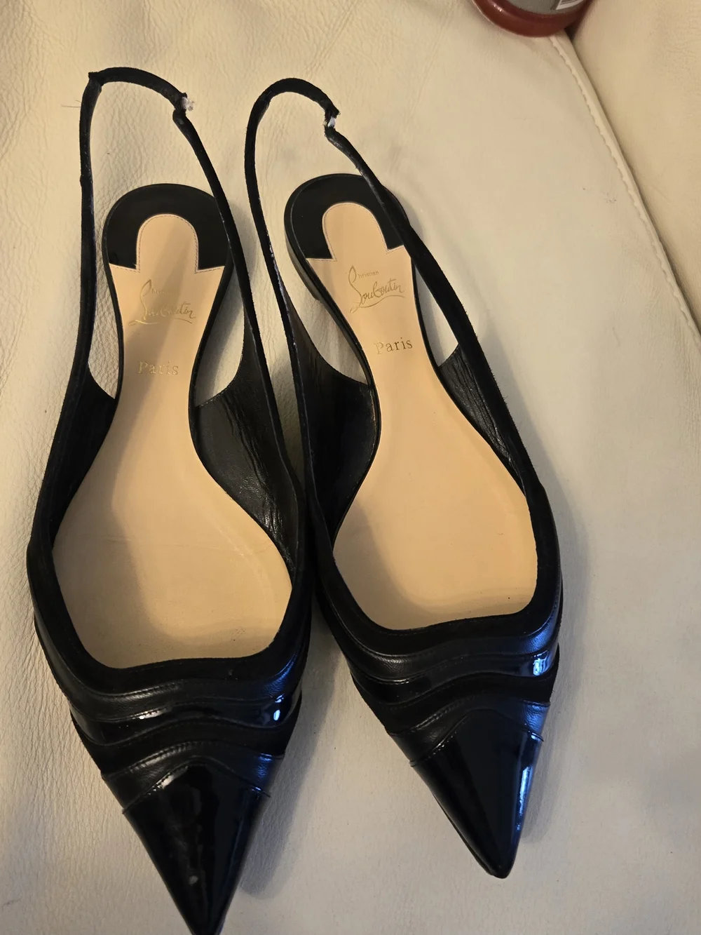 Christian Louboutin Women's Black Pointed Slingback Flats - Picture 8 of 15